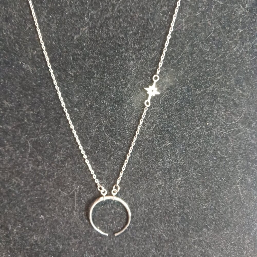 Baroni Designs Sterling Silver Moon and Star Necklace